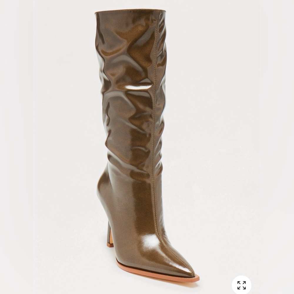 Olive Faux Leather Stiletto Boots